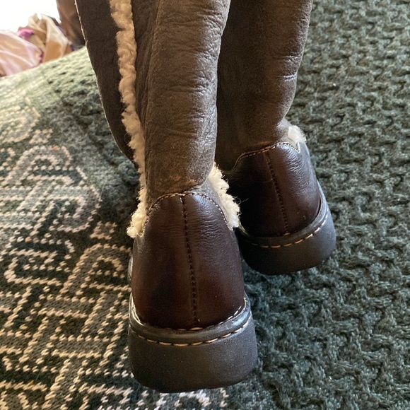 Born cognac leather/shearling lined boots, over the knee/ folds to knee - Picture 12 of 15